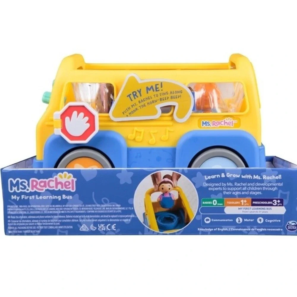 Ms. Rachel My First Learning Bus 2 Figures Wheels On The Bus Sing Along Toy NWT!